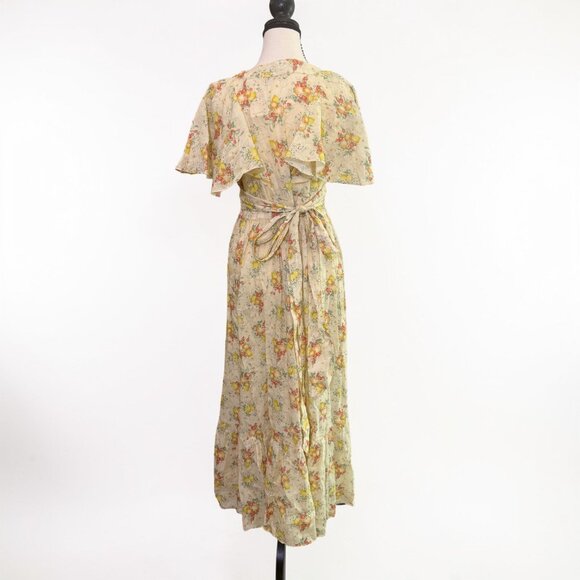 DÔEN Tarragon Floral Maxi Dress NWT Size M Yellow Prairie Flutter Sleeve - Picture 4 of 12
